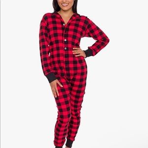 Buffalo Plaid one piece pajamas